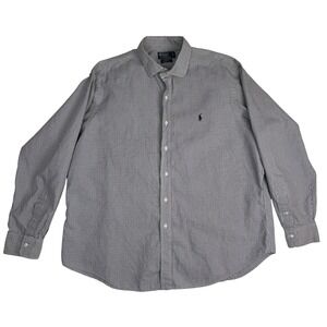 POLO RALPH LAUREN Button Down Shirt Purple/Black Plaid Long Sleeve Pony Logo XXL